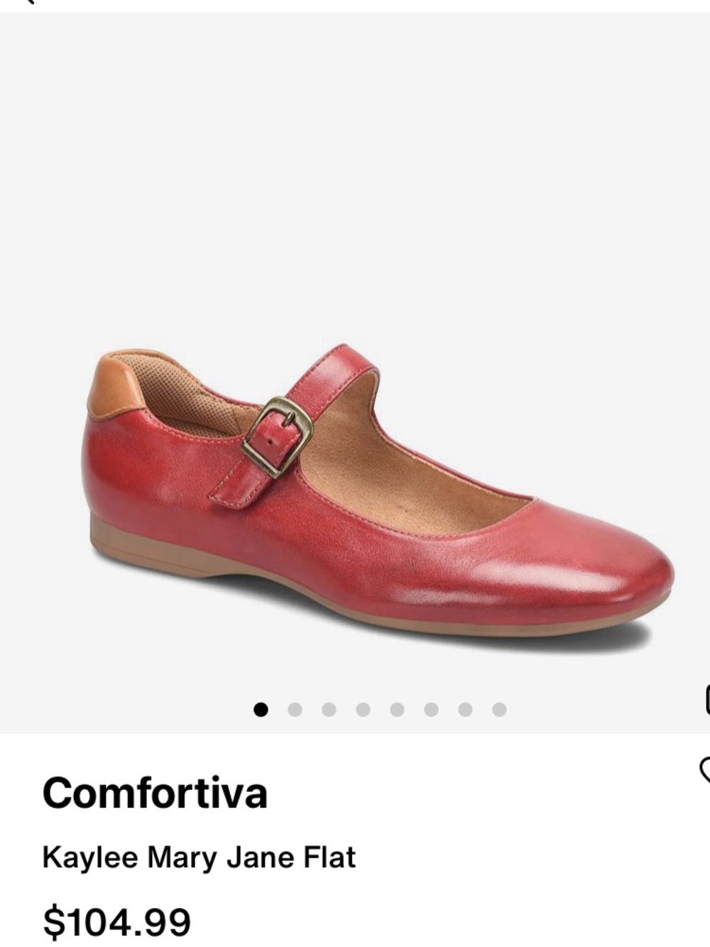 Comfortiva Kaylee women’s Mary Jane Flat in Red with Tan Trim Size 9.5 wide